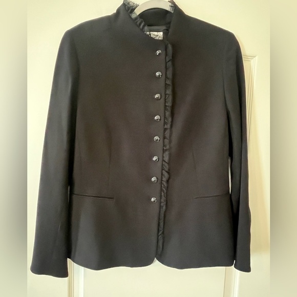 Judith Hart Petites Elegant Black Women's Jacket Sparkly Buttons Lace Trim 12P - Picture 9 of 15